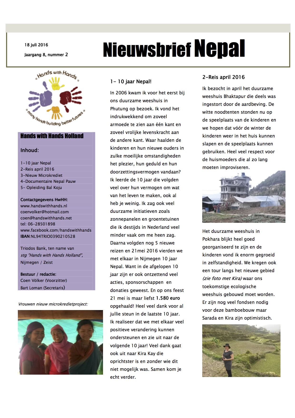 Nieuwsbrief Nepal 2016 2 Hands with Hands Holland 01